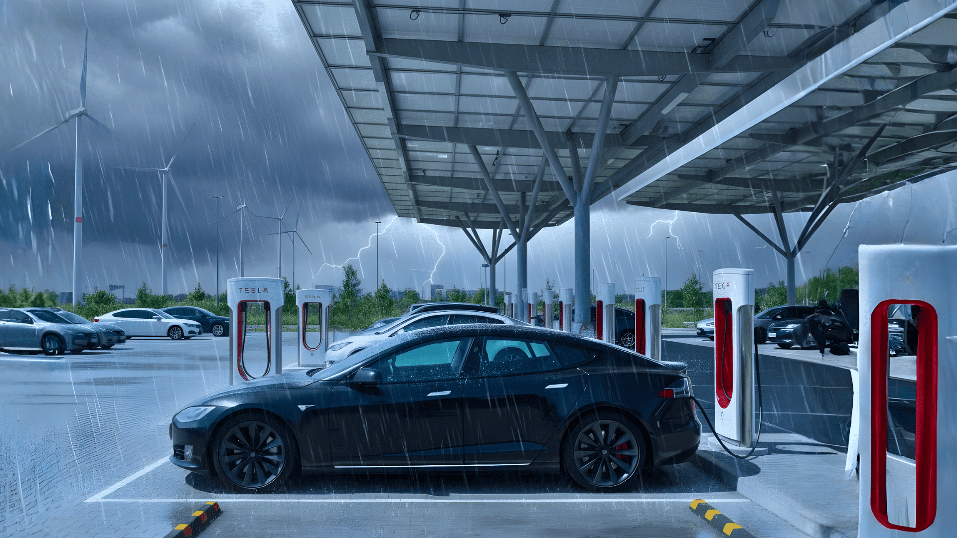 can i charge tesla in rain possible