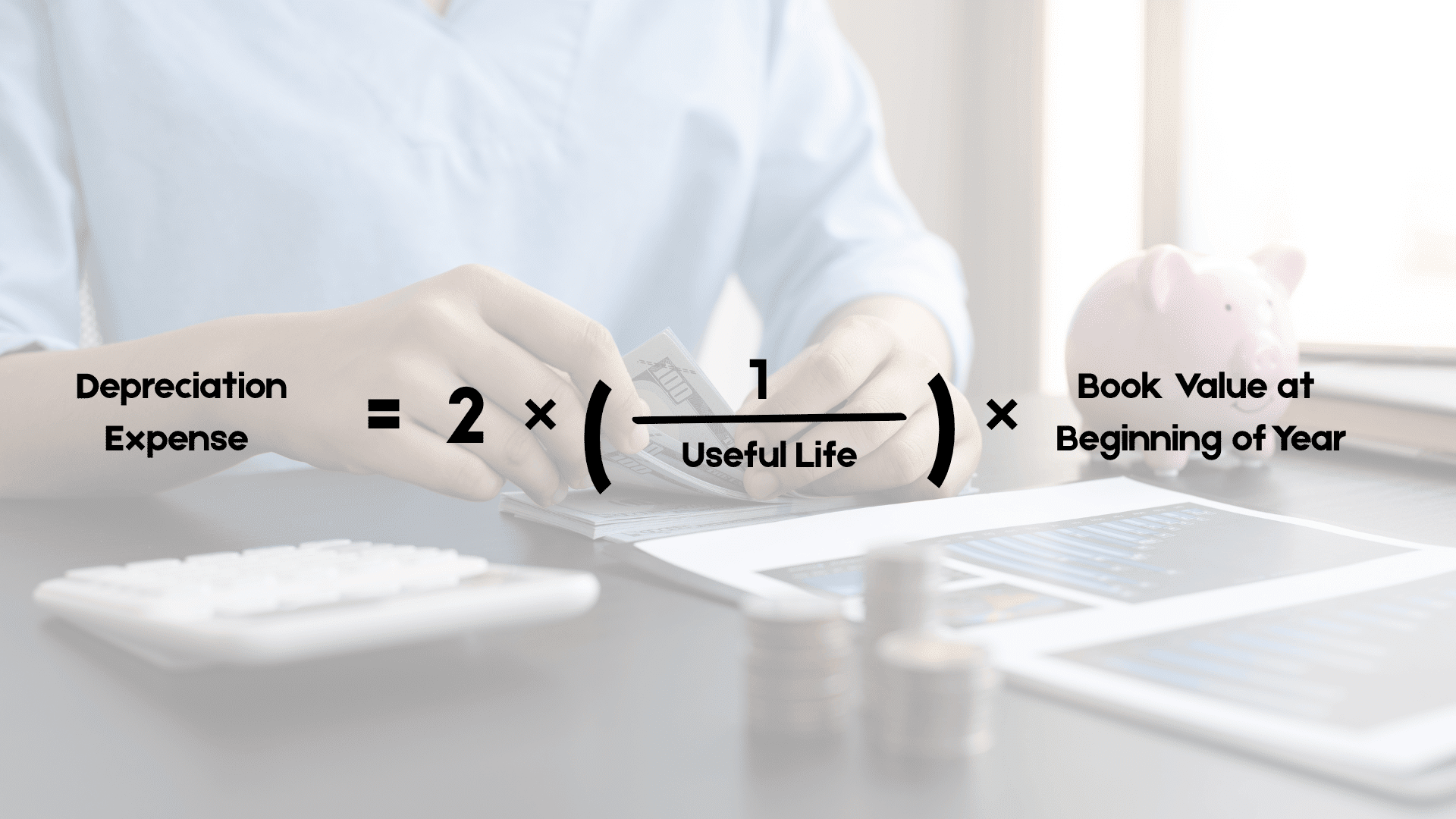Double declining balance method formula for depreciation expense and beginning book value