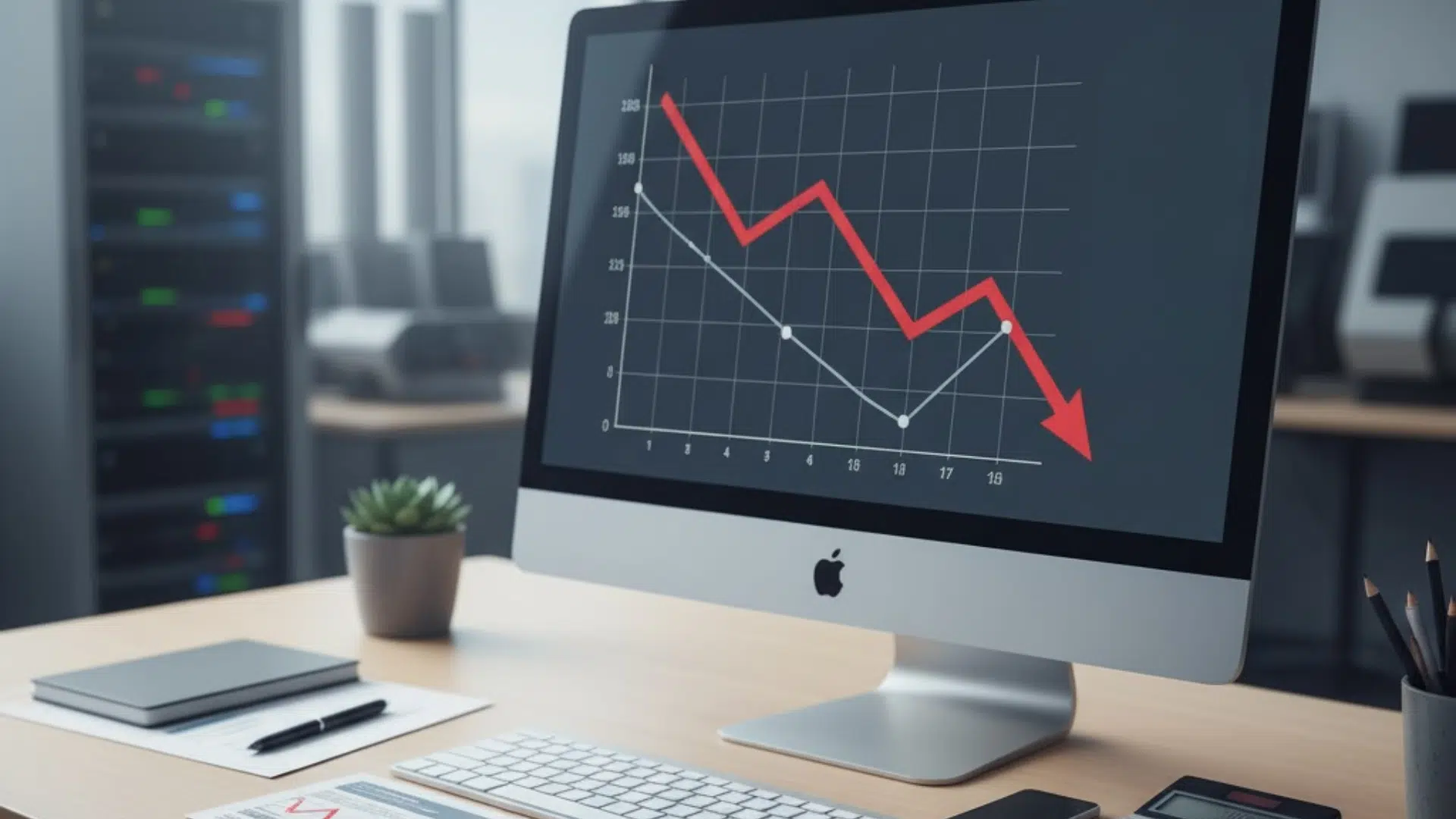Double declining depreciation chart showing asset value dropping over time on a desktop screen