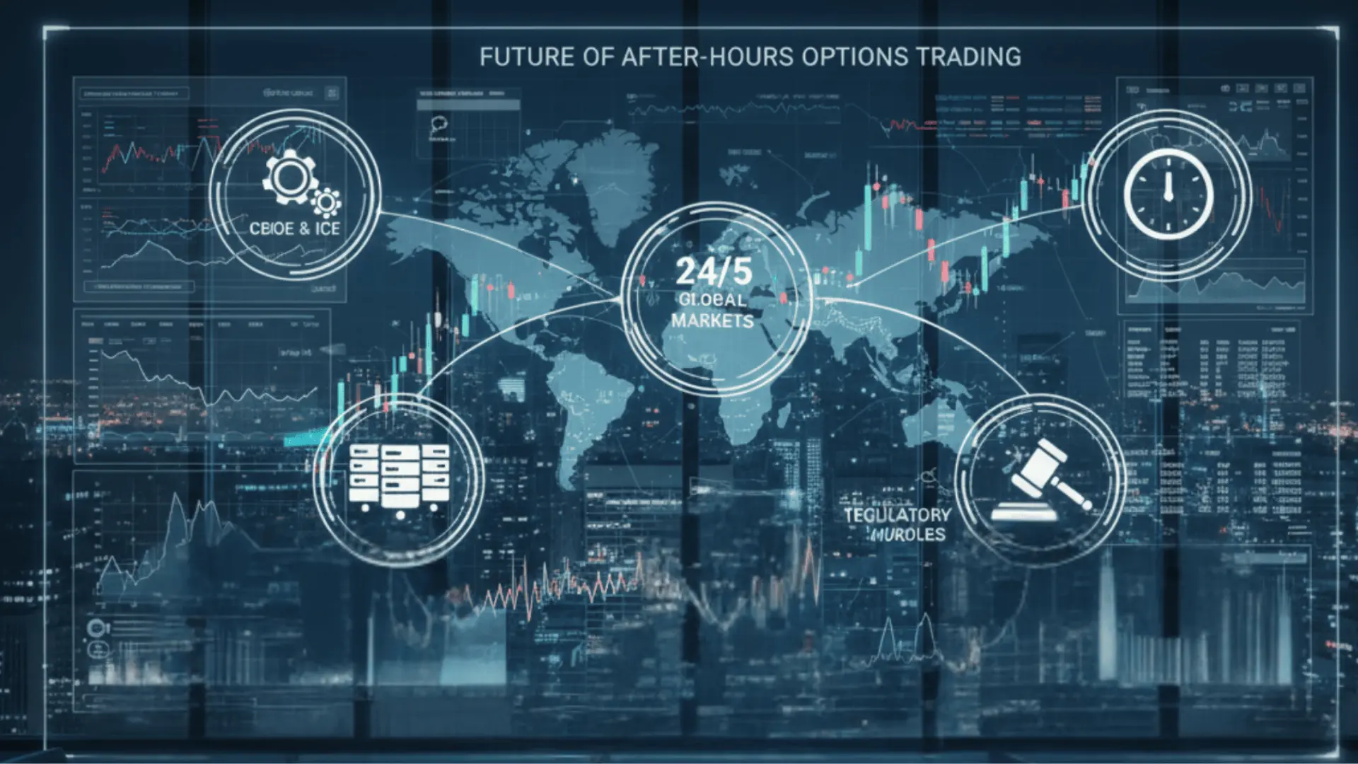 visual of global market data and future trends in after-hours options trading across 245 markets