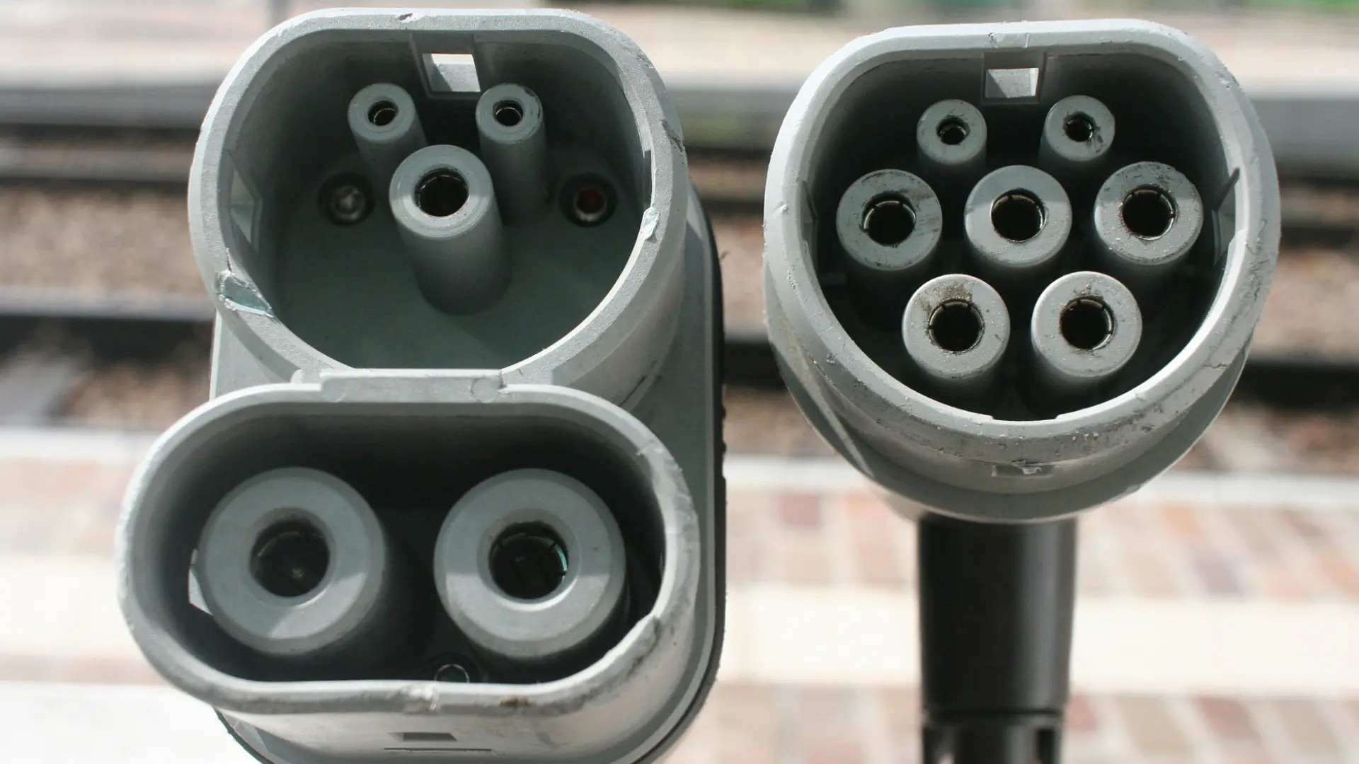 side by side comparison of a ccs combo connector and a type two ac connector showing their pin configurations